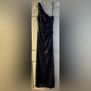 Lauren Ralph Lauren Midnight Sequin One Shoulder Formal Dress